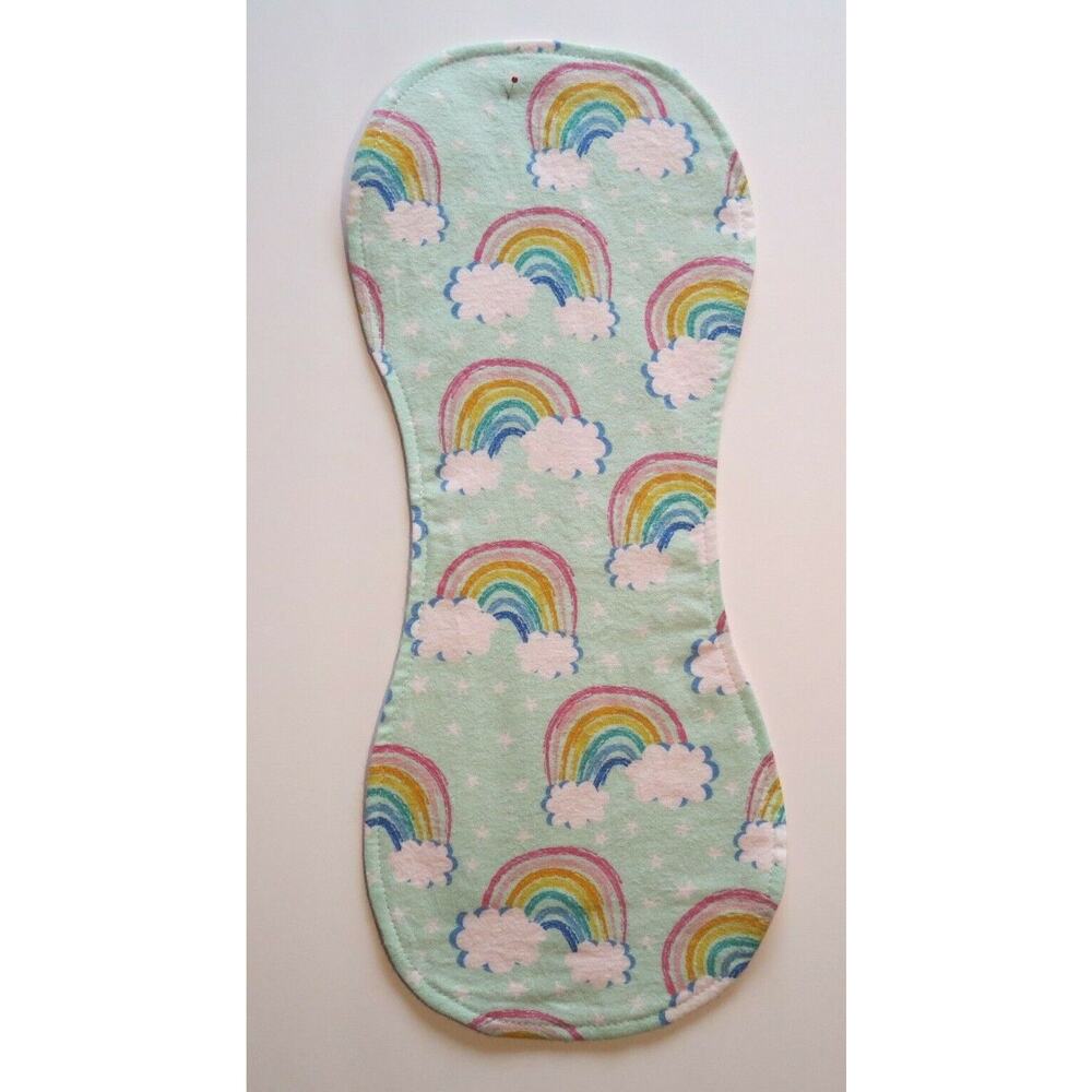 Baby Flannel Burp Cloth Contoured Cotton Double Layer Handmade Rainbows